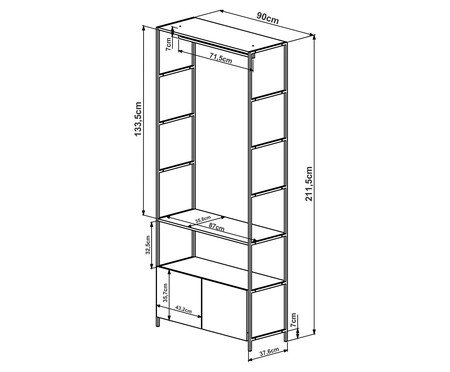 Jogo de Estantes para Closet com 8 Gavetas Vermont e Preto | Westwing
