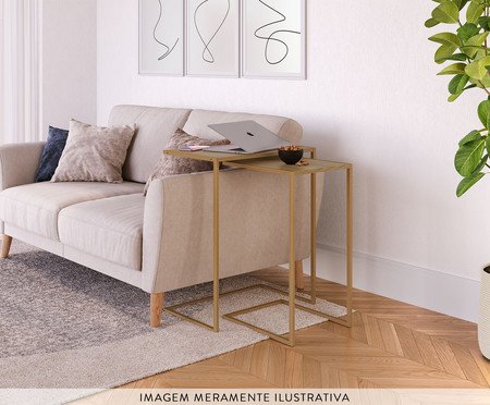 Mesa de Apoio para Sofá Hanover e Dourado Industrial | Westwing