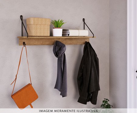 Prateleira Decorativa com Ganchos Vermont e Preto | Westwing