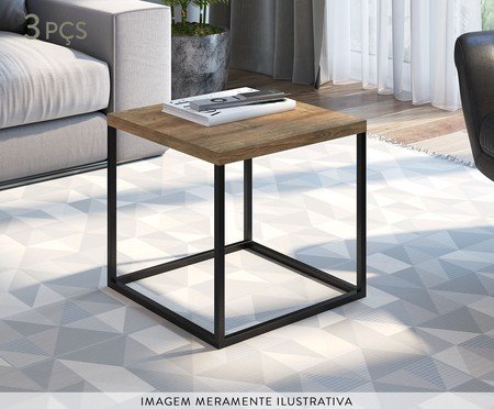 Jogo de Mesas Cube Vermont e Preto | Westwing