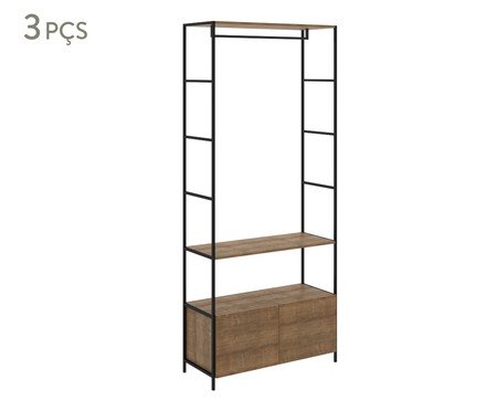 Jogo de Estantes para Closet com 8 gavetas Vermont e Preto | Westwing