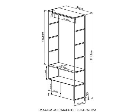 Jogo de Estantes para Closet 4 gavetas e Mesa Lateral Vermont e Preto | Westwing