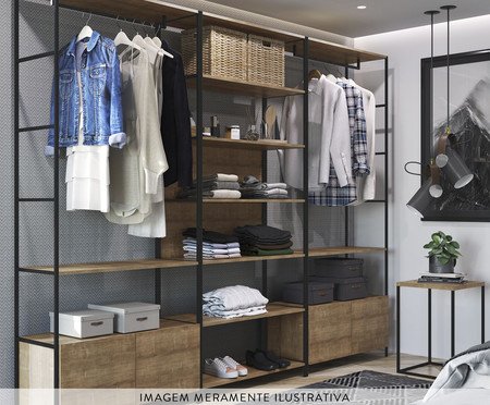 Jogo de Estantes para Closet 4 gavetas e Mesa Lateral Vermont e Preto | Westwing