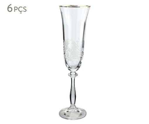 Jogo de Taças para Champanhe Angela Decorada ll Borda Dourada, Transparente | WestwingNow