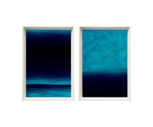 Jogo de Quadros com Vidro Abstratos Azul, Multicolorido | WestwingNow