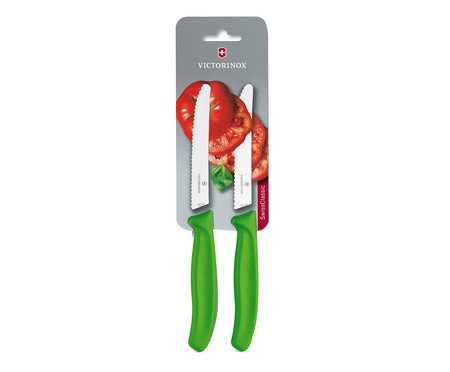 Jogo de Facas para Tomate e Embutidos em Inox Swiss Classic Verde | Westwing