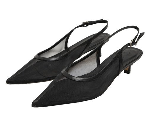 Scarpin Salto Fino Tela Preto, black | WestwingNow