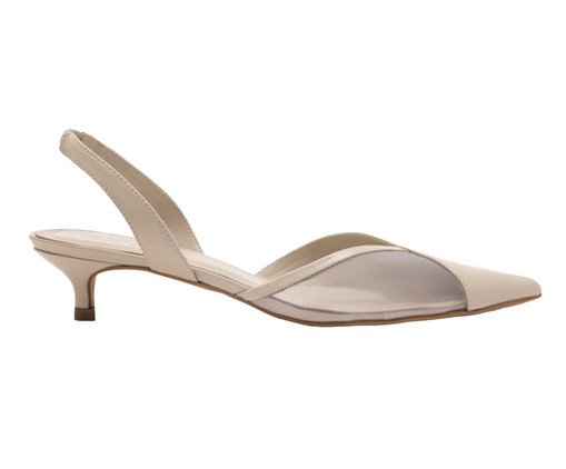 Scarpin Kate Tela Couro Off-White Salto Fino, Off White | WestwingNow