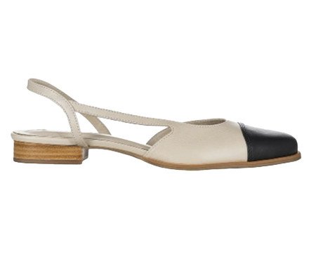 Sapatilha Boneca Couro Bicolor Off-White