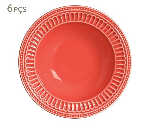 Jogo de Pratos Fundos Poppy Coral, Vermelho | WestwingNow