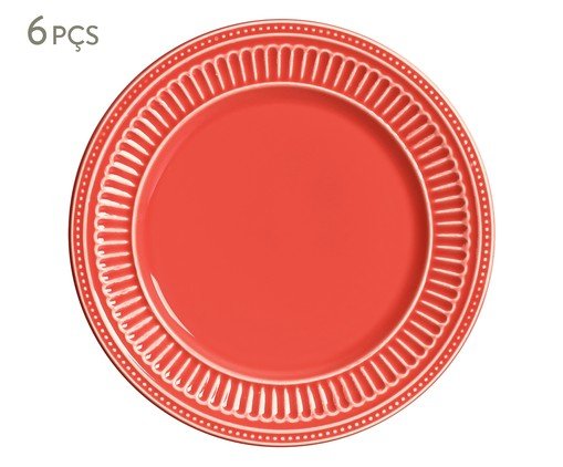 Jogo de Pratos para Sobremesa Poppy Coral, Vermelho | WestwingNow