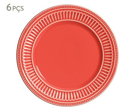 Jogo de Pratos para Sobremesa Poppy Coral