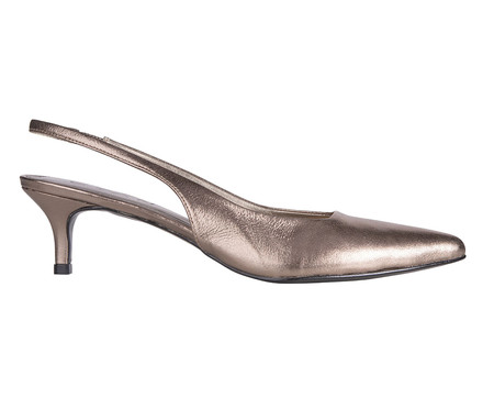 Scarpin Slingback Couro Prata Velho Salto Fino Baxo | Westwing