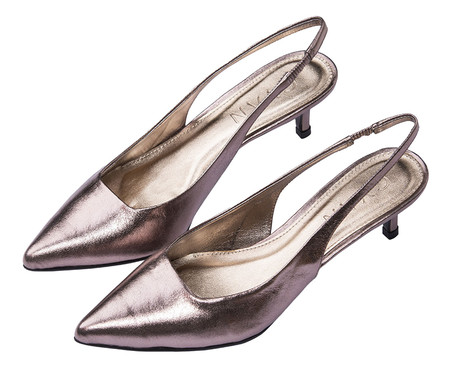 Scarpin Slingback Couro Prata Velho Salto Fino Baxo | Westwing