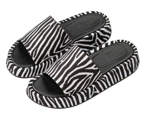 Flatform em Couro Tulipa Zebra, Preto | WestwingNow