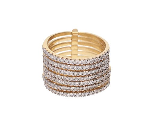 Anel 7 Alianças Da Felicidade Banhado à Ouro 18k, multicolor | WestwingNow