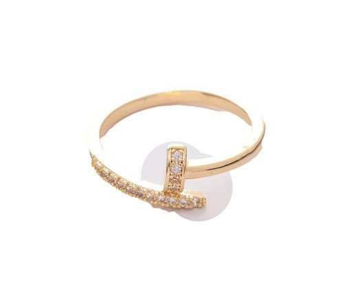 Anel Prego Cravejado Estilo Cartier Banhado à Ouro 18K, multicolor | WestwingNow