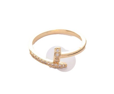 Anel Prego Cravejado Estilo Cartier Banhado à Ouro 18K