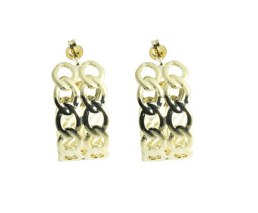 Brinco Meia Argola Dourada de Elos Banhado à Ouro 18K, multicolor | WestwingNow