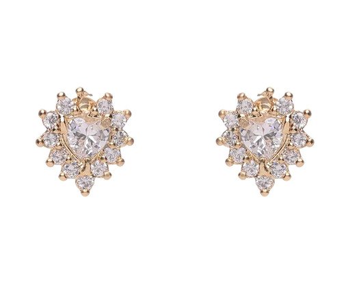 Brinco Coração Coroado de Zircônias Banhado à Ouro 18K, multicolor | WestwingNow