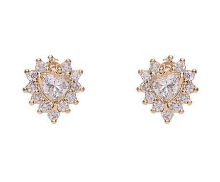 Brinco Coração Coroado de Zircônias Banhado à Ouro 18K | Westwing