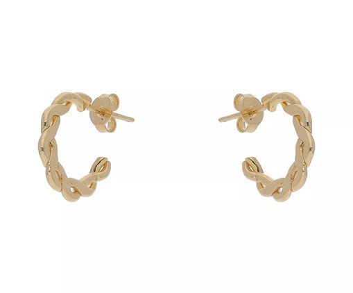 Brinco Meia Argola Pequena Trançada Banhado à Ouro 18K, multicolor | WestwingNow