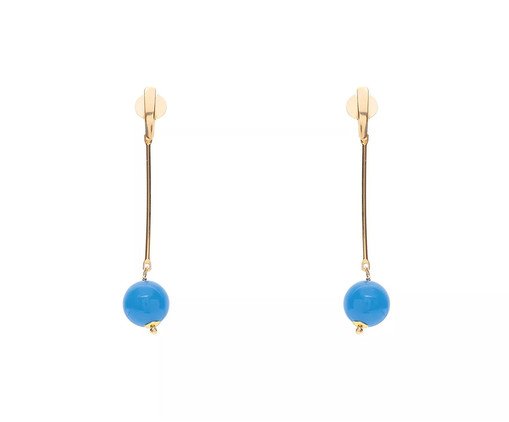 Brinco Palito Pedra Natural Jade Cobalto Banhado à Ouro 18K, blue | WestwingNow