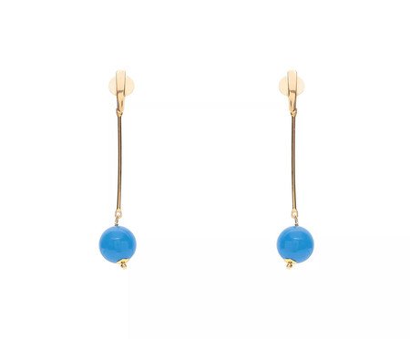 Brinco Palito Pedra Natural Jade Cobalto Banhado à Ouro 18K | Westwing