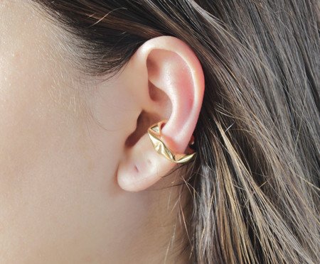 Brinco Piercing Fake M Argola Amassada Juliette Banhado à Ouro 18K | Westwing