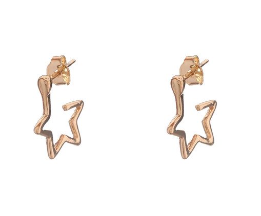 Brinco Trio Argolas Estrelas Vazadas Banhado à Ouro 18K, multicolor | WestwingNow
