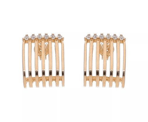 Brinco Ear Hook 7 Fios com Pontos de Luz Banhado à Ouro 18K, multicolor | WestwingNow
