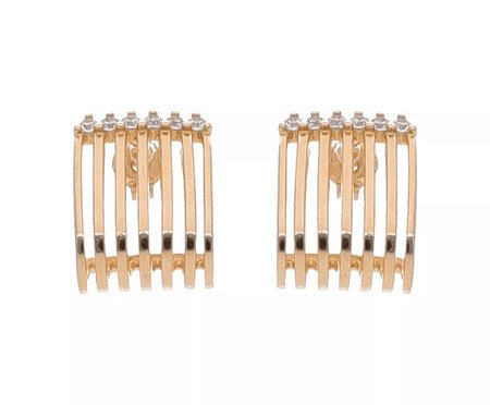 Brinco Ear Hook 7 Fios com Pontos de Luz Banhado à Ouro 18K | Westwing