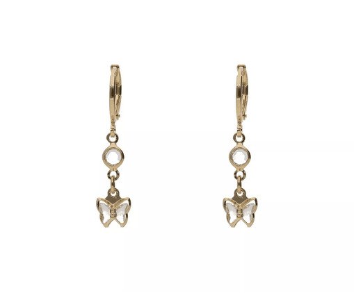 Brinco Argola com Pingente Borboleta Incolor Banhado à Ouro 18K, multicolor | WestwingNow