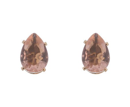 Brinco Ponto de Luz em Gota Zircônia Champagne Banhado à Ouro 18K | Westwing