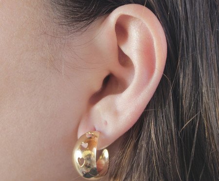 Brinco Meia Argola Larga Banhado à Ouro 18K | Westwing