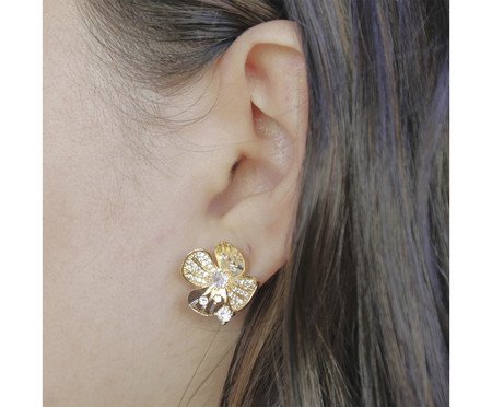 Brinco Flor Quatro Pétalas Banhado à Ouro 18K | Westwing
