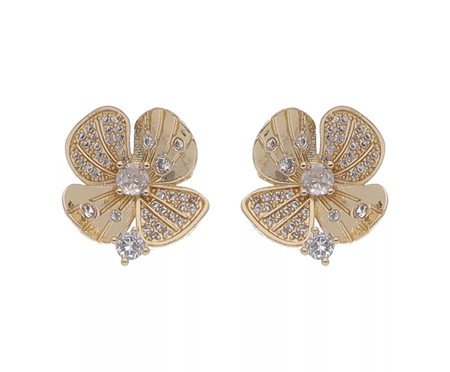 Brinco Flor Quatro Pétalas Banhado à Ouro 18K | Westwing