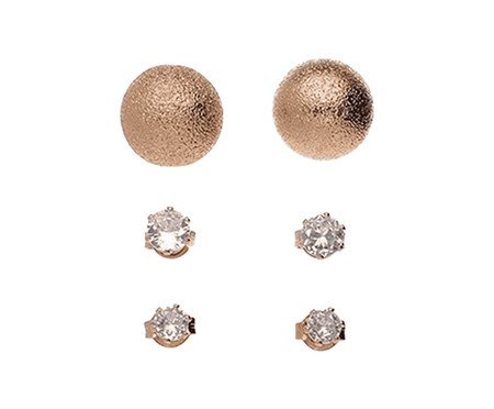Brinco Trio Esfera com Dois Ponto de Luz Banhado à Ouro 18K | Westwing