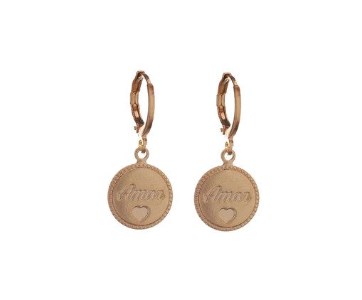 Brinco Argolinha Medalha Amor Banhado à Ouro 18K, multicolor | WestwingNow