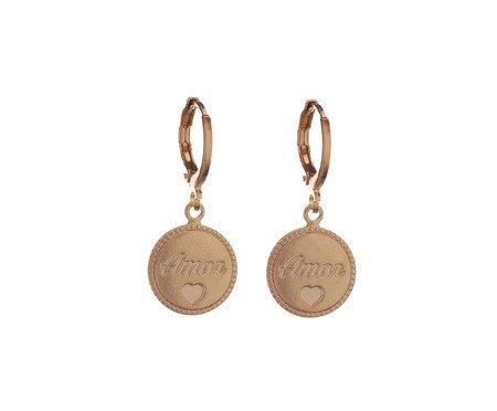 Brinco Argolinha Medalha Amor Banhado à Ouro 18K | Westwing
