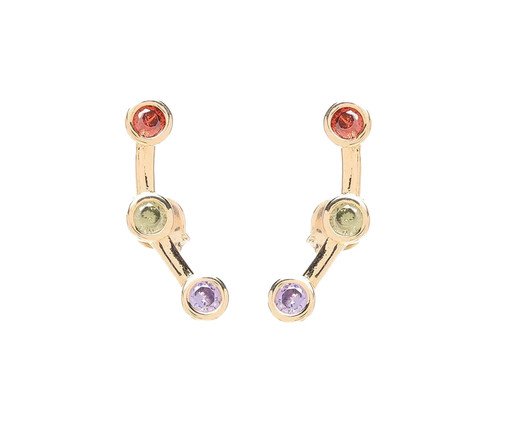 Brinco Ear Cuff Zircônia Colorida Banhado à Ouro 18K, multicolor | WestwingNow