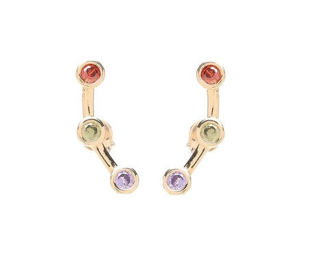 Brinco Ear Cuff Zircônia Colorida Banhado à Ouro 18K | Westwing