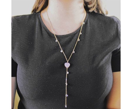 Colar Gravatae Coração de Zircônia Rosa Banhado à Ouro 18K | Westwing