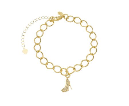 Pulseira Elo Groumet com Salto Cravejado Banhado à Ouro 18K | Westwing