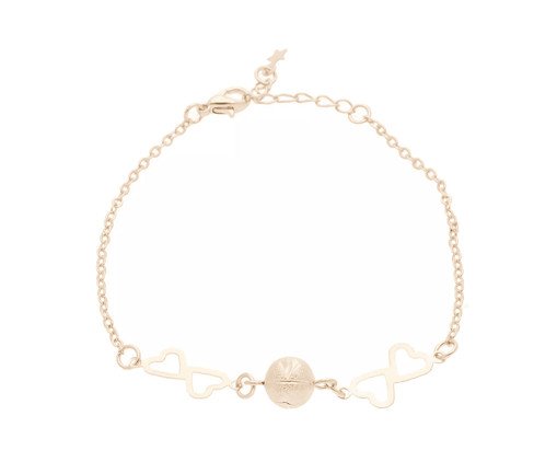 Pulseira Pingente Coração e Esfera Banhado à Ouro 18K, multicolor | WestwingNow