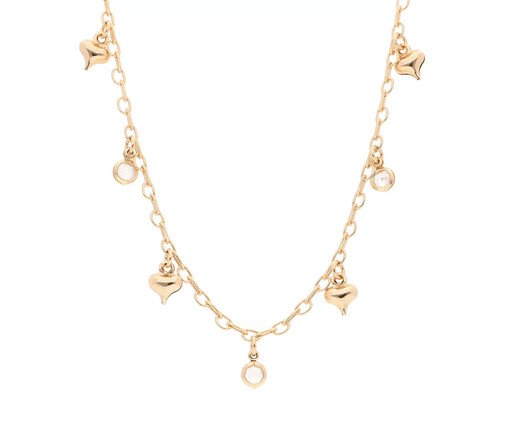 Choker Elos com Pingentes de Coração Banhado à Ouro 18K, multicolor | WestwingNow