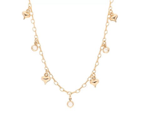 Choker Elos com Pingentes de Coração Banhado à Ouro 18K | Westwing
