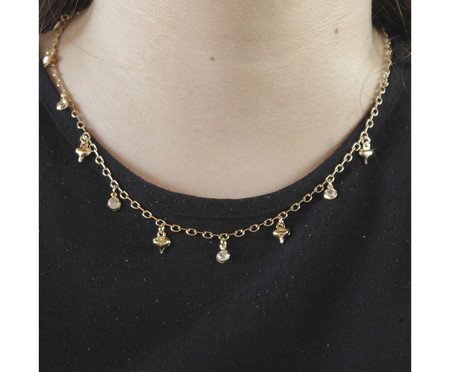 Choker Elos com Pingentes de Coração Banhado à Ouro 18K | Westwing