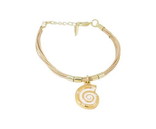 Pulseira Biojoia Buriti e Pingente Concha Banhado à Ouro 18K, white | WestwingNow