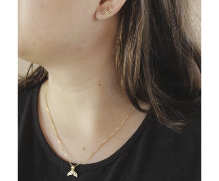 Conjunto Colar e Brinco Rabo de Sereia Azul Banhado à Ouro 18K | Westwing